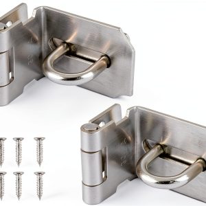 Door Hasp Latch Lock Piutouyar 2Pcs 90° Stainless Steel Duty Silver-0