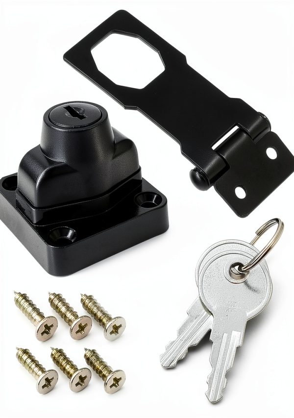 Kyuionty 4 Pcs Keyed Hasp Locks 4 Inch Black Metal Safety Hasps-2