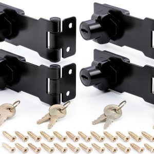 Kyuionty 4 Pcs Keyed Hasp Locks 4 Inch Black Metal Safety Hasps-0