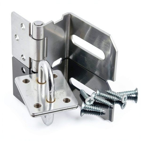 Door Hasp Latch Lock Piutouyar 2Pcs 90° Stainless Steel Duty Silver-3