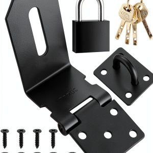 4 Inch 90° Padlock Hasps qiwuhai Stainless Steel Latch Lock with Keys-0