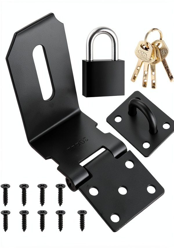 4 Inch 90° Padlock Hasps qiwuhai Stainless Steel Latch Lock with Keys-0