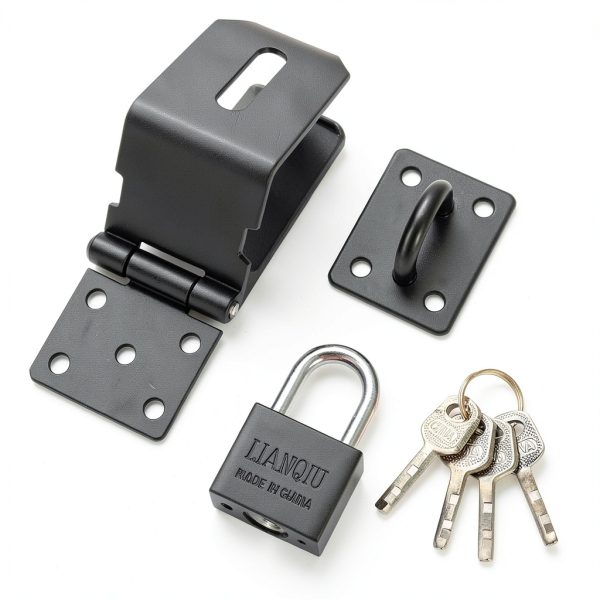 4 Inch 90° Padlock Hasps qiwuhai Stainless Steel Latch Lock with Keys-2