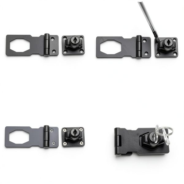 2 Packs 2.5 Inch Hasp Lock With Keys, Stainless Steel Latch, Twist Knob Keyed Locking for Cabinet Small Door, Flat Black-6
