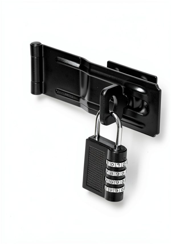 4-1/2" Swivel Staple Safety Hasps, Gate Door Hasp Latches Safety Packlock Clasp Locking with Twist Knob for Fence, Gate, Cabinet, Black, 2 Pack-5