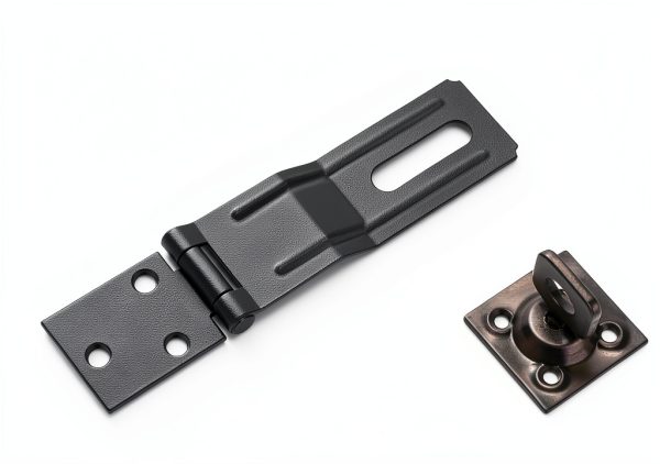 4-1/2" Swivel Staple Safety Hasps, Gate Door Hasp Latches Safety Packlock Clasp Locking with Twist Knob for Fence, Gate, Cabinet, Black, 2 Pack-1