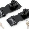 2 Packs 2.5 Inch Hasp Lock With Keys, Stainless Steel Latch, Twist Knob Keyed Locking for Cabinet Small Door, Flat Black-1