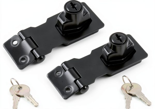 2 Packs 2.5 Inch Hasp Lock With Keys, Stainless Steel Latch, Twist Knob Keyed Locking for Cabinet Small Door, Flat Black-1