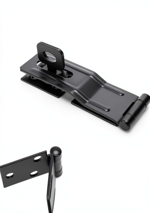 4-1/2" Swivel Staple Safety Hasps, Gate Door Hasp Latches Safety Packlock Clasp Locking with Twist Knob for Fence, Gate, Cabinet, Black, 2 Pack-2