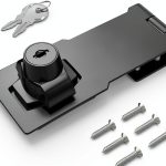 4 Inch Keyed Hasp Lock I-EASYDWW Heavy Duty Zinc Alloy Chrome Black-0