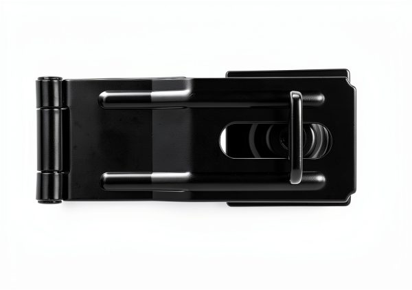 4-1/2" Swivel Staple Safety Hasps, Gate Door Hasp Latches Safety Packlock Clasp Locking with Twist Knob for Fence, Gate, Cabinet, Black, 2 Pack-3