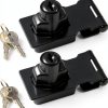 2 Packs 2.5 Inch Hasp Lock With Keys, Stainless Steel Latch, Twist Knob Keyed Locking for Cabinet Small Door, Flat Black-0