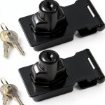 2 Packs 2.5 Inch Hasp Lock With Keys, Stainless Steel Latch, Twist Knob Keyed Locking for Cabinet Small Door, Flat Black-0