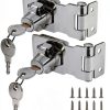 2Pcs Keyed Hasp Locks 2.5 Inch Twist Knob Keyed Locking Hasp, Metal Safety Hasp Latches Keyed Different for Small Doors, Cabinets (Sliver)-0