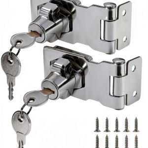 2Pcs Keyed Hasp Locks 2.5 Inch Twist Knob Keyed Locking Hasp, Metal Safety Hasp Latches Keyed Different for Small Doors, Cabinets (Sliver)-0