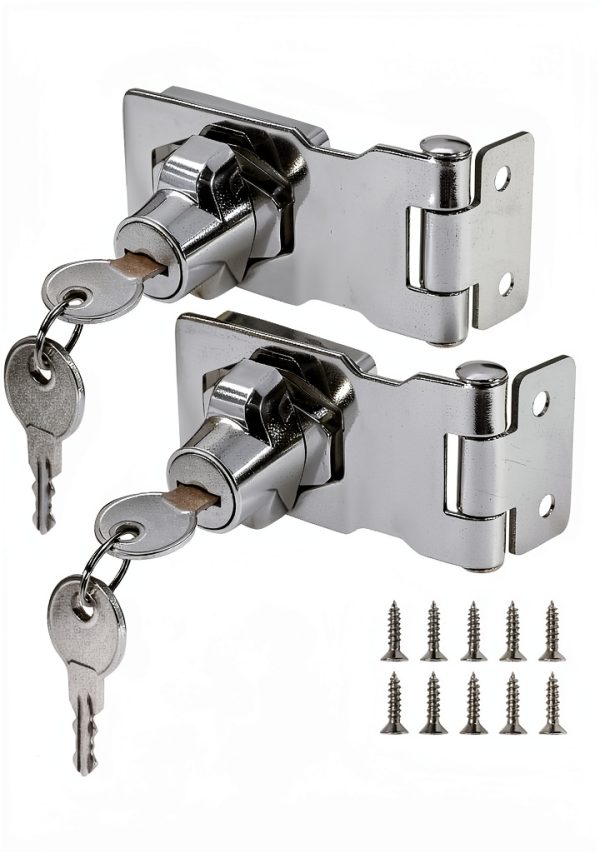 2Pcs Keyed Hasp Locks 2.5 Inch Twist Knob Keyed Locking Hasp, Metal Safety Hasp Latches Keyed Different for Small Doors, Cabinets (Sliver)-0