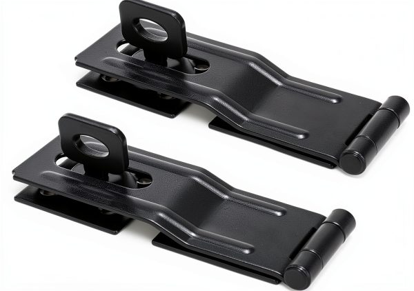 4-1/2" Swivel Staple Safety Hasps, Gate Door Hasp Latches Safety Packlock Clasp Locking with Twist Knob for Fence, Gate, Cabinet, Black, 2 Pack-0