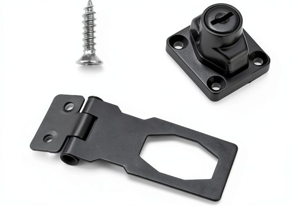 2 Packs 2.5 Inch Hasp Lock With Keys, Stainless Steel Latch, Twist Knob Keyed Locking for Cabinet Small Door, Flat Black-2